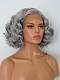 Granny Grey Curly Short Synthetic Lace Front Wig