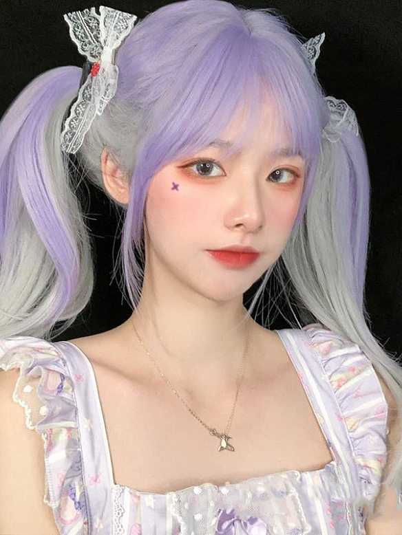 2022 Fashion Natural gradient long curly hair cute lolita wig