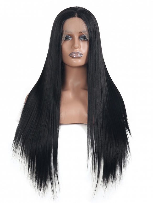 Evahair Fashion Style Sexy Black Long Straight Synthetic Wig