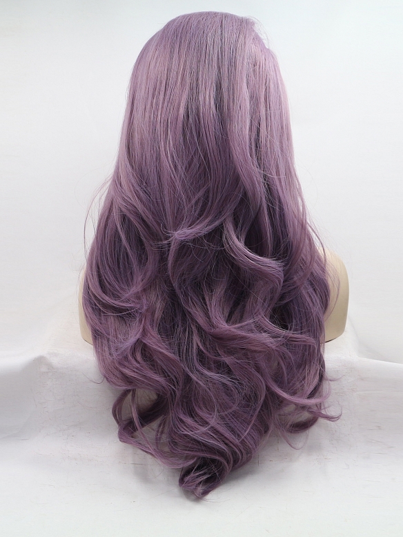 European and American style purple front lace wig long curly hair wig