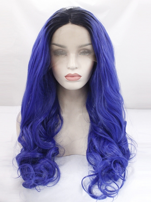 Evahair Fashion Style Sexy Blue Long Wavy Synthetic Wig