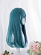 Evahair Half Blue and Half Green Long Straight Synthetic Wig with Bangs