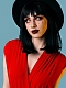 Cute Black Bob with Bangs Synthetic Lece Front Wigs