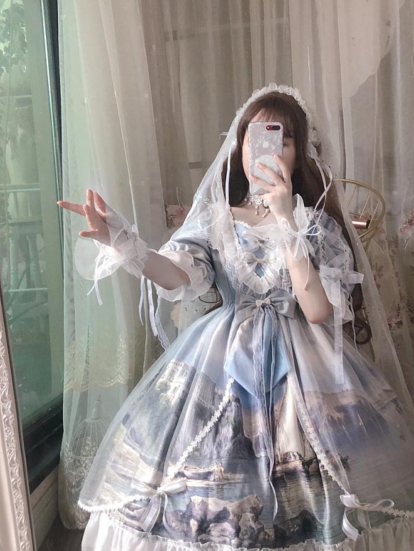 Evahair oil pianting printed vintage lolita dress