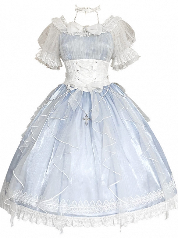 Evahair light blue lolita mesh suits JSK 