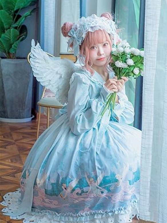 Evahair new style blue Angel Style Lolita Dress OP