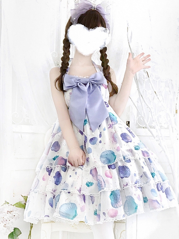Evahair fashion lace bowknot shell printed lolita dress