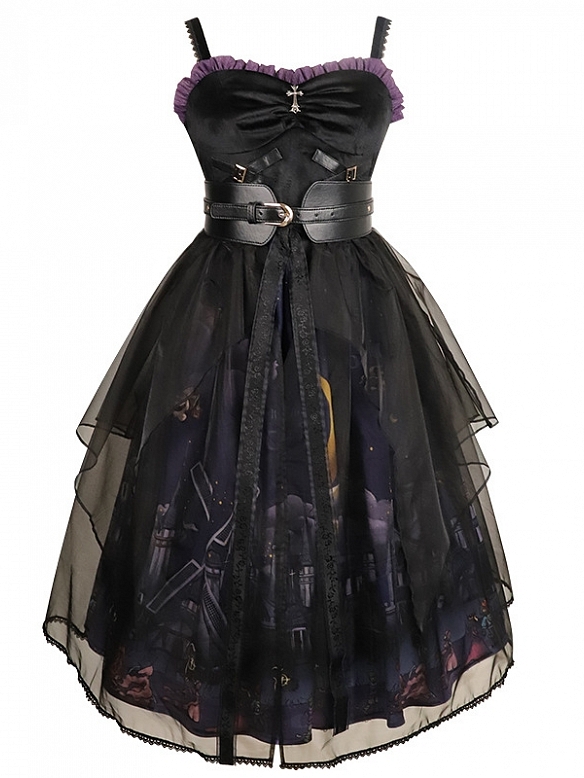 Evahair dark punk style witch's town printed lolita dress JSK