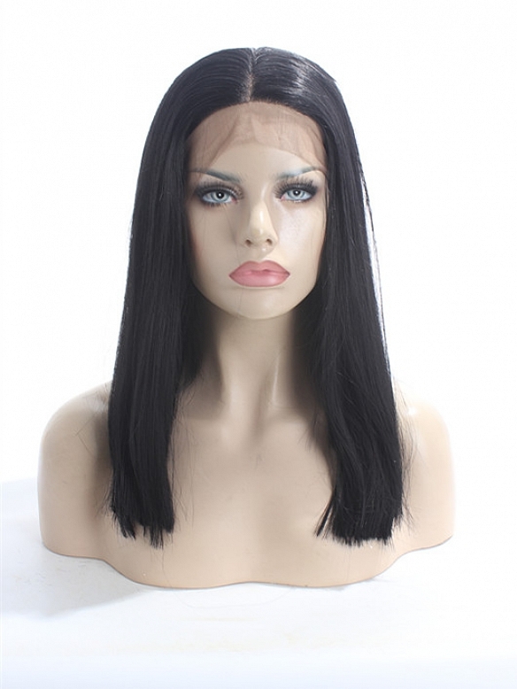 CHIC BLACK BOB STRAIGHT SYNTHETIC LECE FRONT WIGS