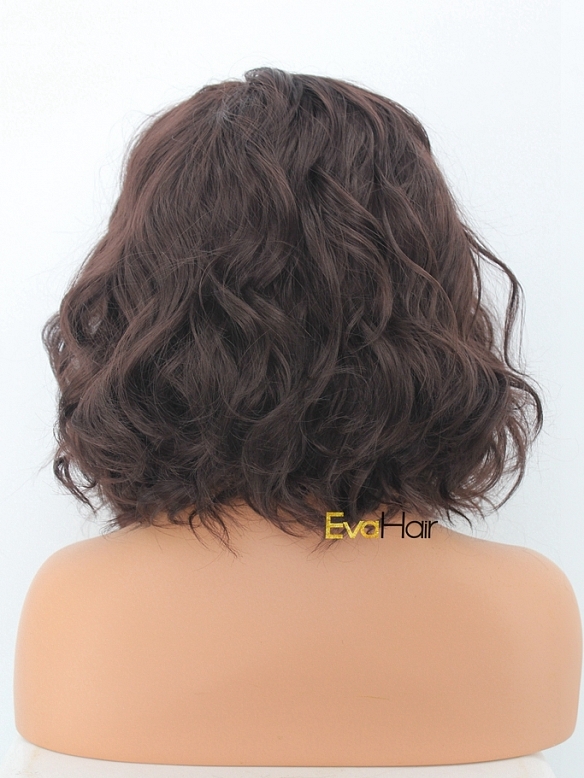 Brown Wavy Shoulder Length Bob Synthetic Lace Front Wig