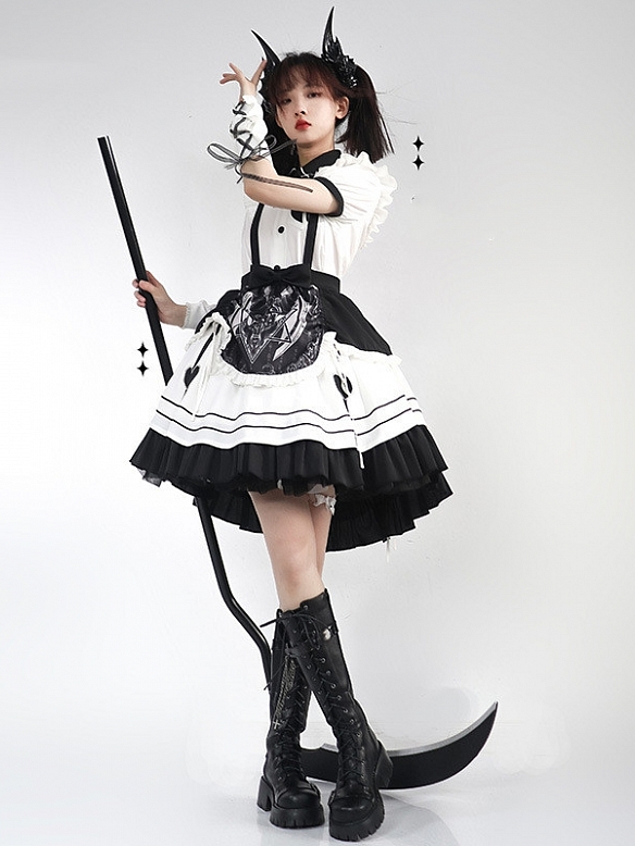 Evahair dark punk style maid shape lolita dress