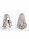 Evahair Grayish White Long Wavy Synthetic Wig with Bangs
