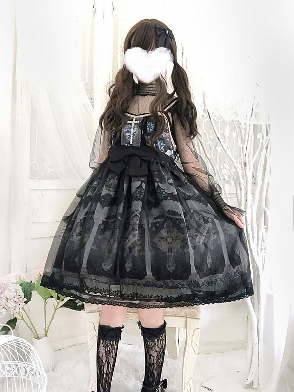 Evahair fashion black lolita dress with bowknot