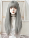 Evahair 2022 New Style Grey Long Straight Synthetic Wig with Bangs