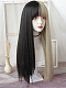 Evahair 2021 New Style Half Black and Half Aoki Grey long Straight Synthetic Wig with Bangs