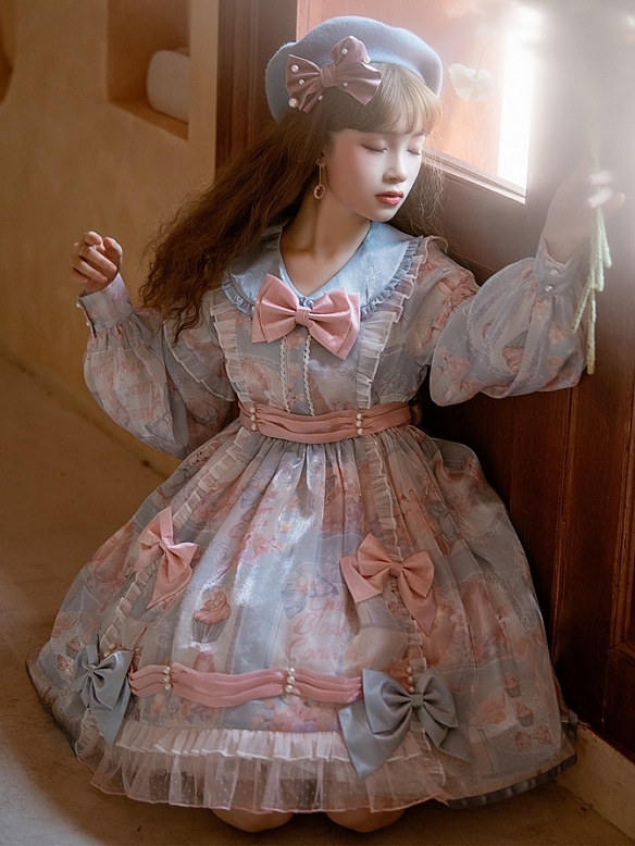 Evahair new style long sleeve floral printed lolita dress