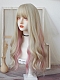 Evahair 2021 New Style Cute Blonde and Pink Mixed Color Long Wavy Synthetic Wig with Bangs