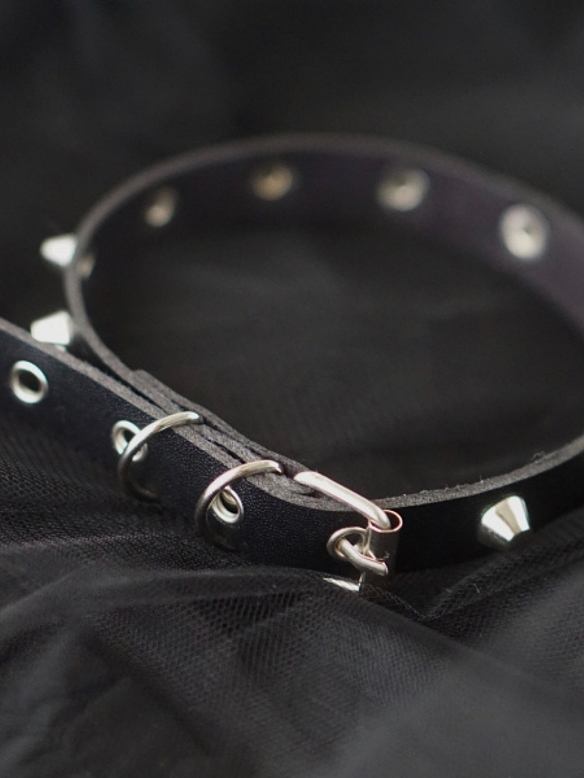 Evahair Gothic Black Rivet Choker