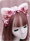Evahair Cute White and Pink Furry Lolita Cat-Ears Hairpin