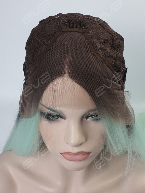 Preorder - Kylie Jenner Inspired Pastel Blue Ombre Long Straight Synthetic Lace Front Wig