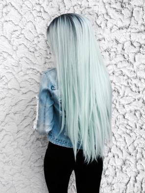 teal blue wig