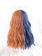 Evahair Half Blue and Half Orange Long Wavy Synthetic Wig with Bangs