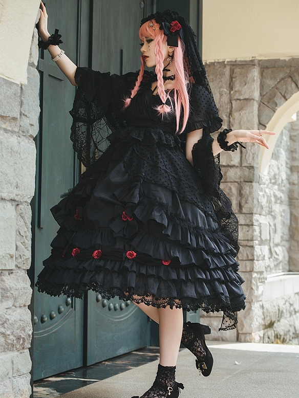 Evahair fashion rose Decorated Heavy Lolita Dress