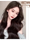 Black-brown Korean-style wavy lace front, middle part without bangs long curly wig