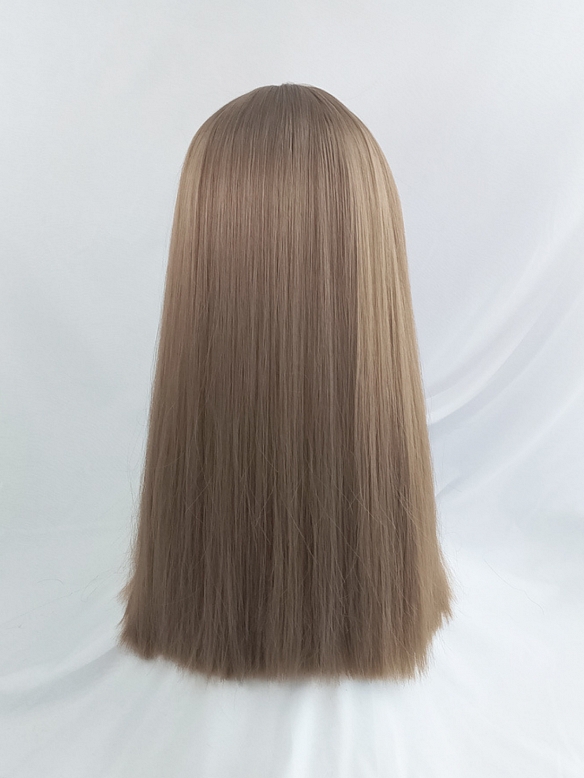 Evahair Daily Brown Long Straight Synthetic Wig with Bangs