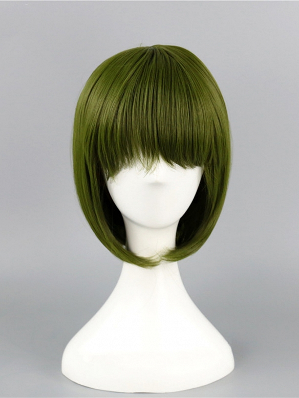 Evahair Cute Green Bob Straight Synthetic Wig with Bangs