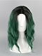 Evahair Dark to Green Medium Length Wavy Synthetic Wig with Bangs