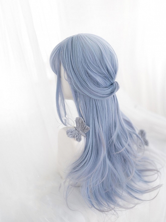 Evahair 2022 New Style Blue Ombre Long Straight Synthetic Wig with Bangs