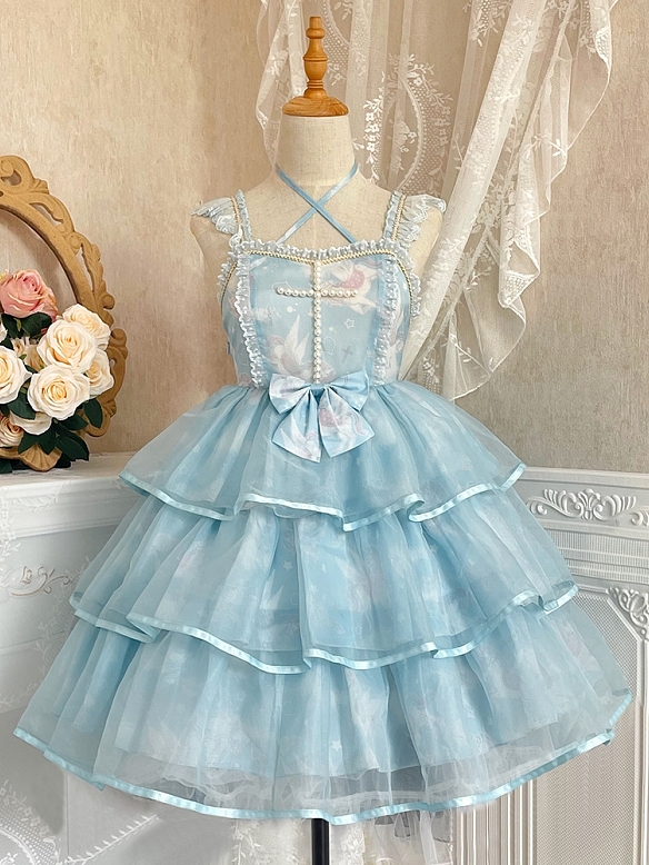 Evahair brand new unicorn printed light blue lolita dress