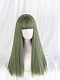 Evahair Matcha Green Long Straight Synthetic Wig with Bangs