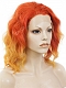 Sunset Orange & Yellow Flame Wavy Bob Synthetic Lace Front Wig 