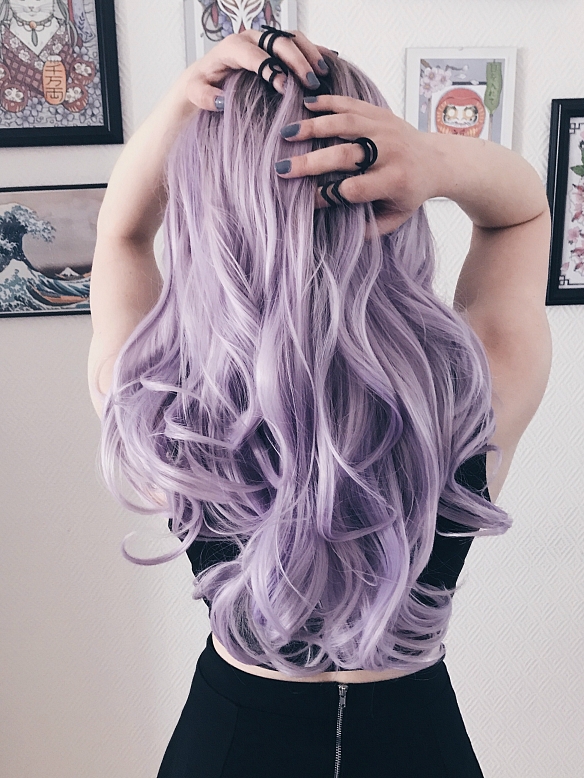 Lilac Purple Ombre Long Wavy Synthetic Lace Front Wig