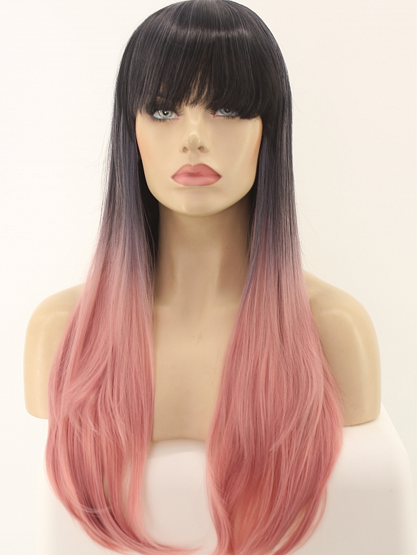 EvaHair Pink Ombre with Bangs
